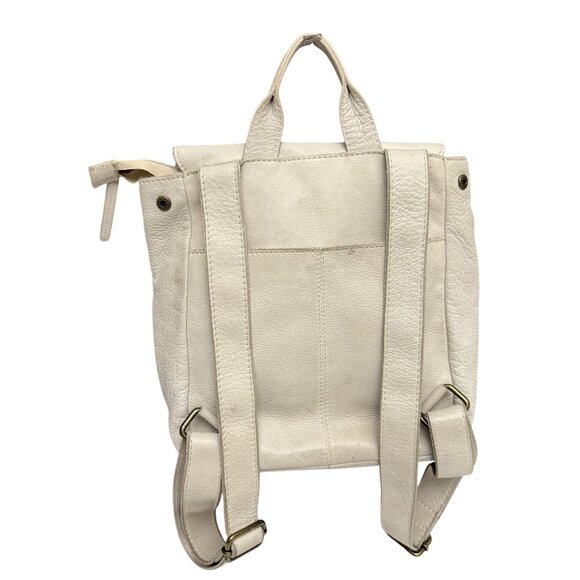 American Leather Co. Liberty Flap Backpack Bag Women's Off White Beige 11"x11" - Picture 3 of 7